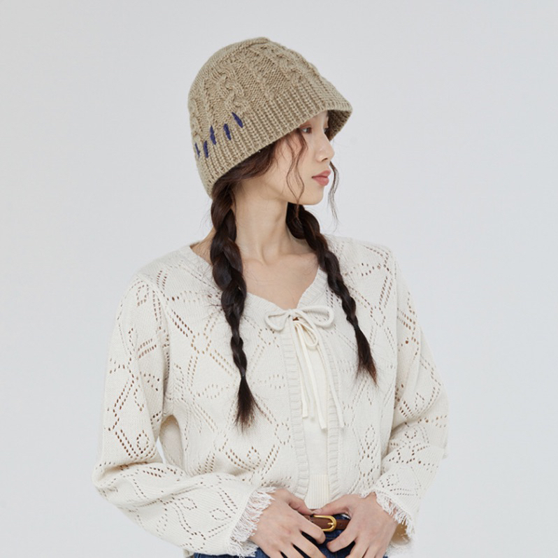 【ROMANTIC CROWN】23SS★ PUNCHING KNIT COLLAR CARDIGAN 