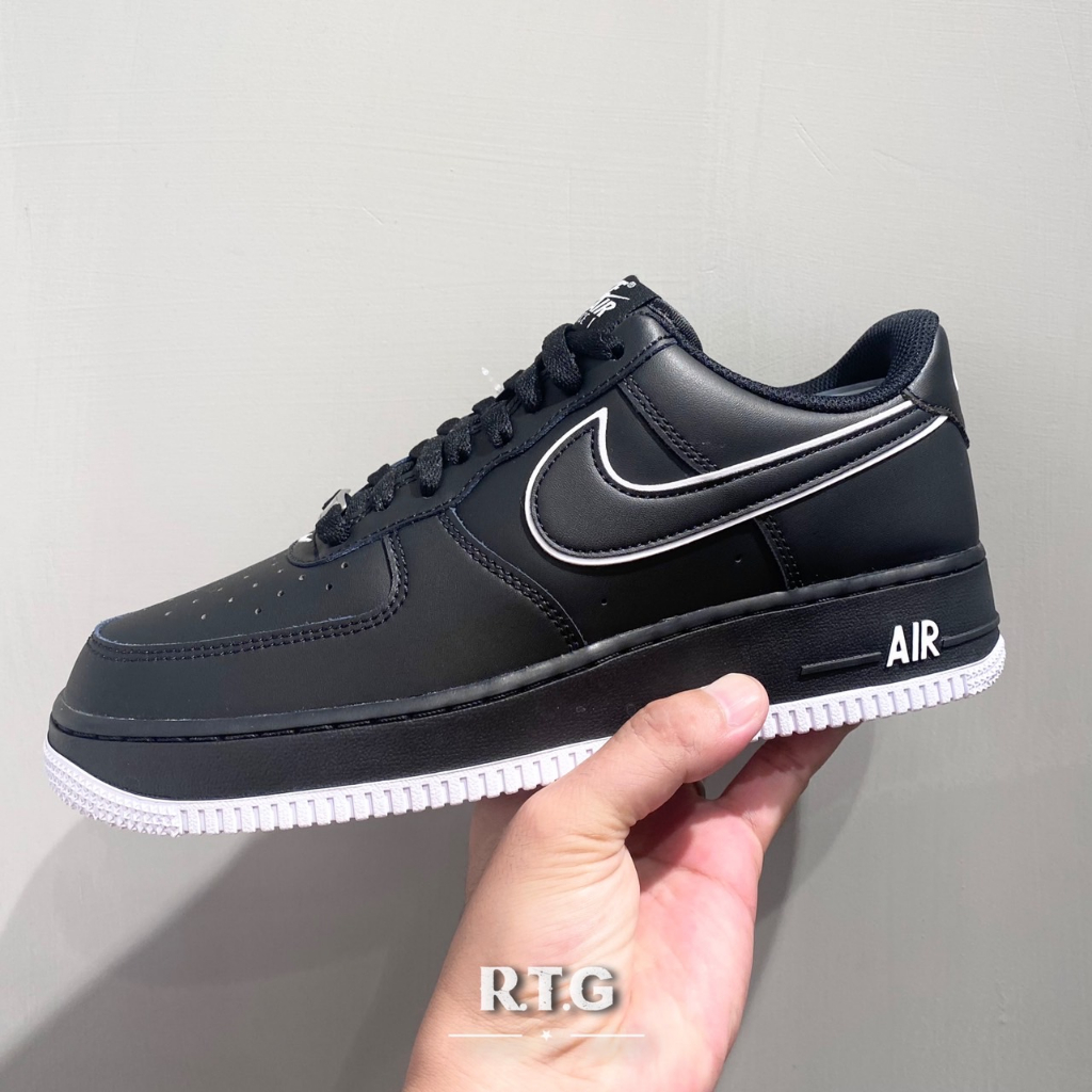 RTG】NIKE AIR FORCE 1 LOW 黑色白色滾邊皮革低筒復古休閒男鞋DV0788