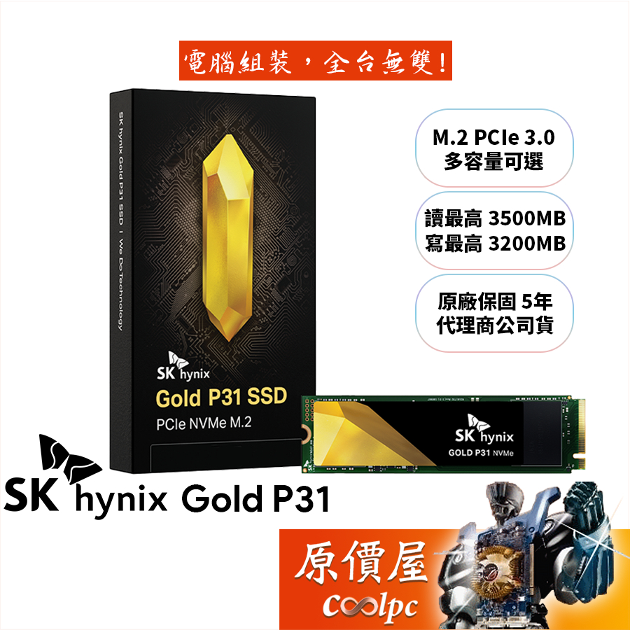 SK Hynix海力士Gold P31 M.2 PCIe 3.0 SSD【多容量可選】固態硬碟/原價