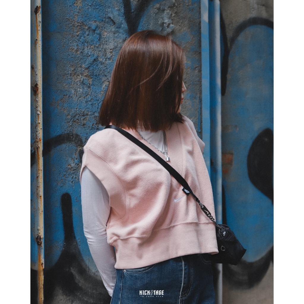 NIKE NSW REVERSE COZY FLC VEST 米黃 粉色 V領 刺繡 針織 背心 女款【FV4010】 | 蝦皮購物