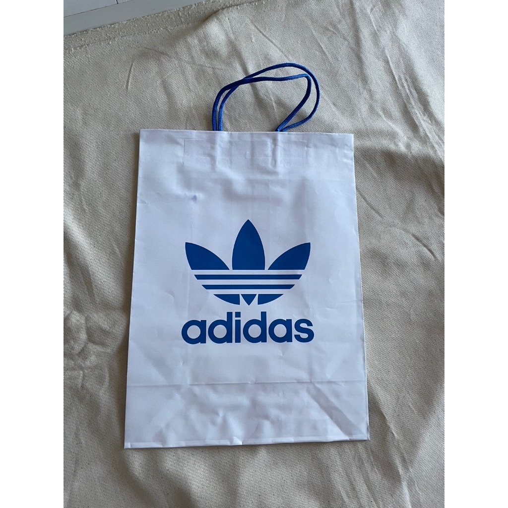 Adidas original愛迪達紙袋 藍底 三葉草紙袋 運動用品紙袋禮物包裝