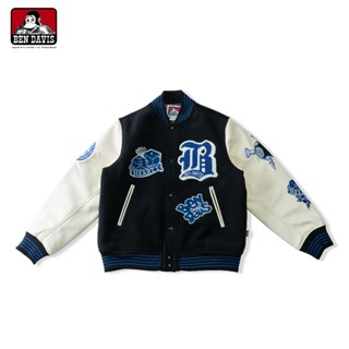 BEN DAVIS BD STADIUM JACKET 皮革拼接布章棒球外套2色| 蝦皮