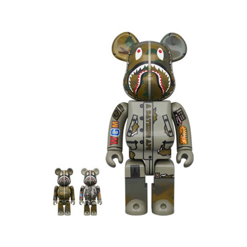 BE@RBRICK BAPE(R) × ALPHA CAMO SHARK 2023 400+100+100%小熊王