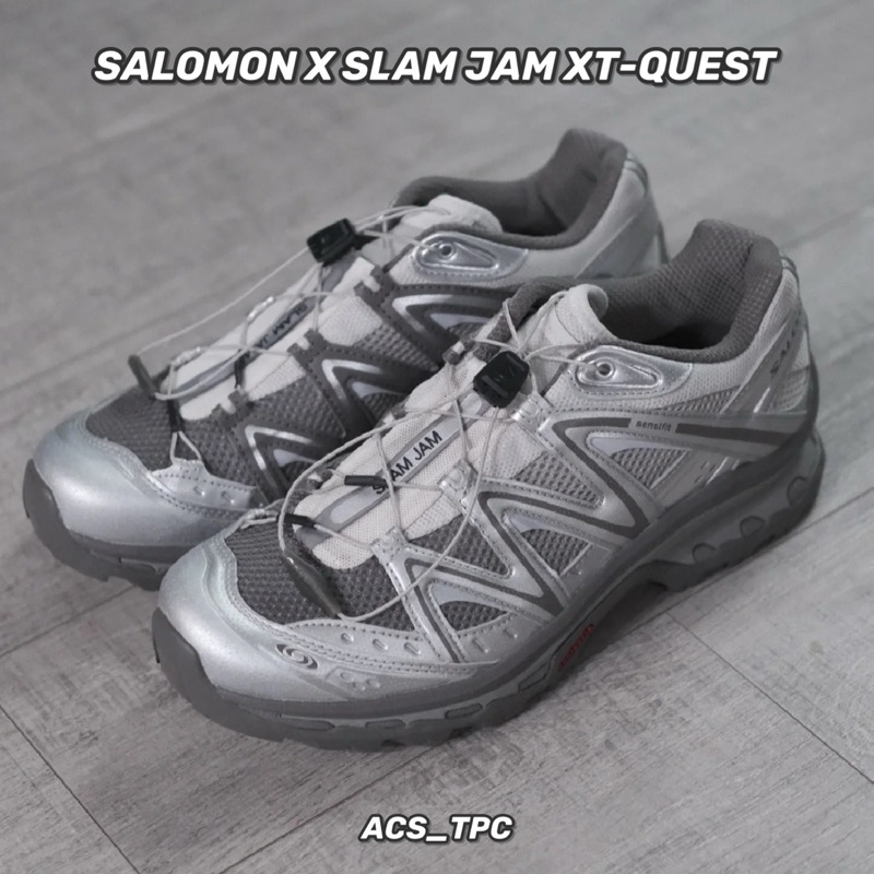 SALOMON X SLAM JAM XT-QUEST銀慢跑鞋登山鞋情侶鞋y2k goopi 懶人鞋抽