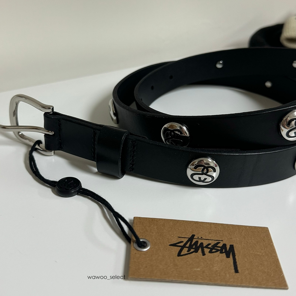 WAWOO.｜現貨STUSSY SS-LINK STUDDED BELT 經典LOGO 皮帶腰帶| 蝦皮購物