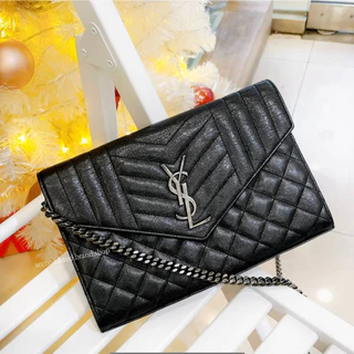 YSL 聖羅蘭MONOGRAM系列復古金屬LOGO羊皮學院手提/肩背包(大/紅