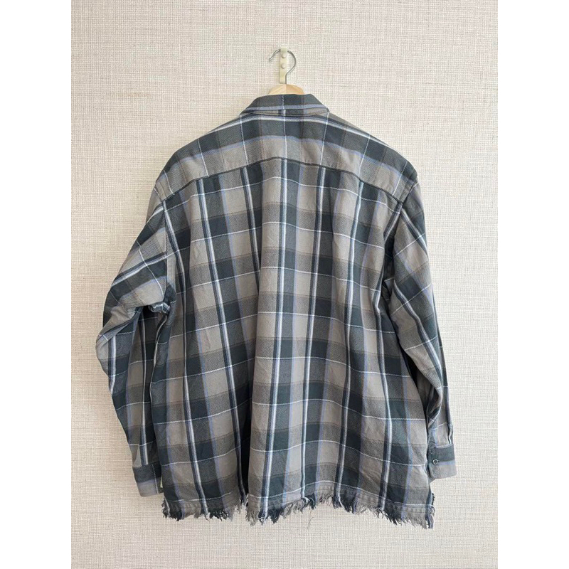 BEAMS SSZ 21AW BS SUSO CUT SHIRTS 格紋襯衫灰藍M | 蝦皮購物