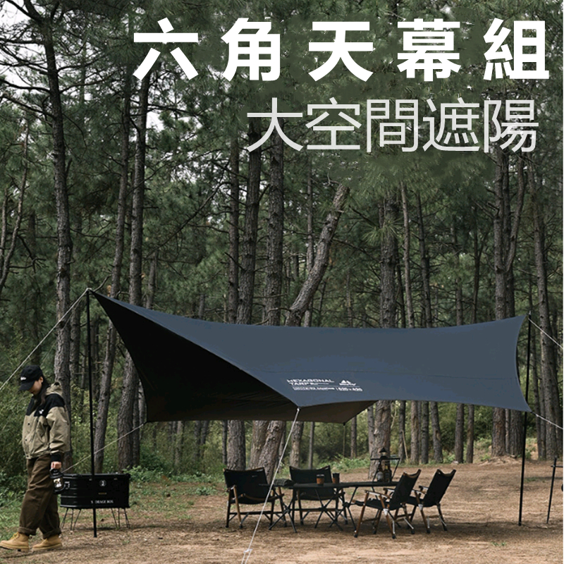 【Rising】(六角天幕)ShineTrip山趣 黑膠天幕 塗銀天幕 塗銀版/黑膠版 兩色 蝶型天幕 黑膠 戶外 露營 | 蝦皮購物