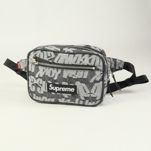 Supreme 22SS Fat Tip Jacquard Denim Waist Bag 單寧牛仔腰包/黑色