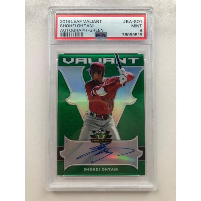 2018 Leaf 大谷翔平簽名卡Shohei Ohtani 新人Auto Green 限量99張PSA 9 