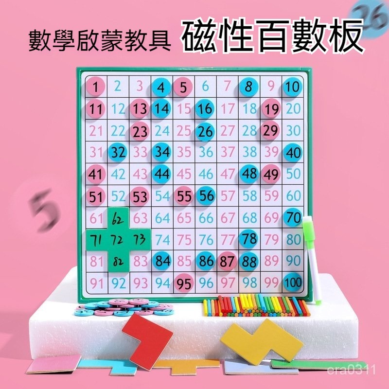 優選 幼兒園早敎玩具 懞特梭利 寶寶早教玩具 序列教具 益智遊戲 懞氏磁性百數闆 1到100小孩數學加減法敎具 | 蝦皮購物