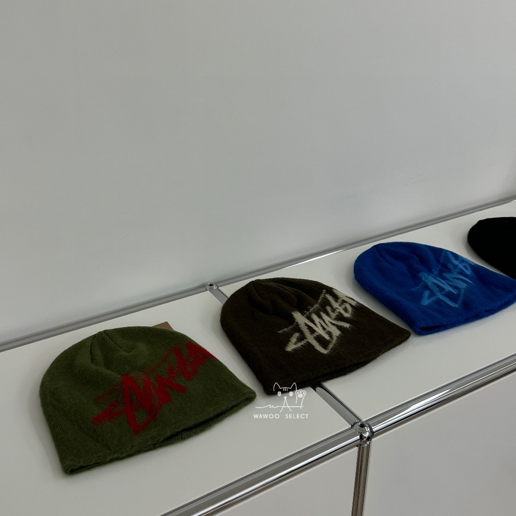 WAWOO.｜現貨STUSSY 24AW BRUSHED OUT STOCK SKULLCAP 草寫