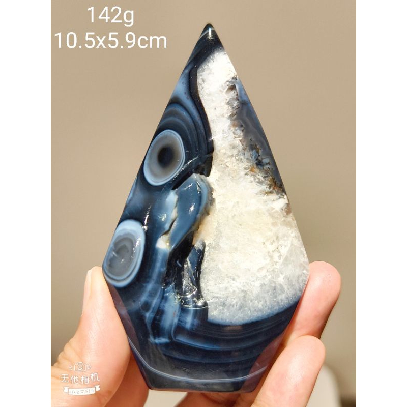 黑藍瑪瑙&水晶共生~手把件| 蝦皮購物