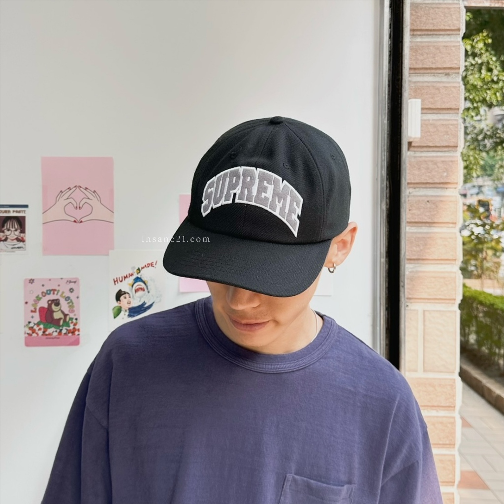 SUPREME FW24 WEEK 1 FELT ARC 6-PANEL弧形LOGO 刺繡老帽黑