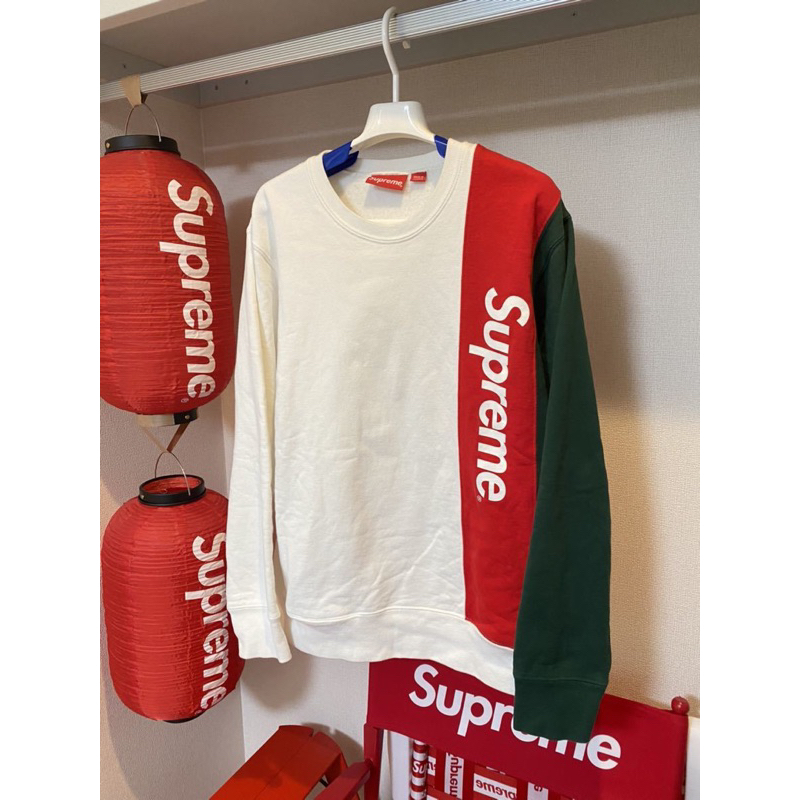 Supreme Panelled Crewneck 白綠紅大學T｜M號🇺🇸美國購入| 蝦皮購物