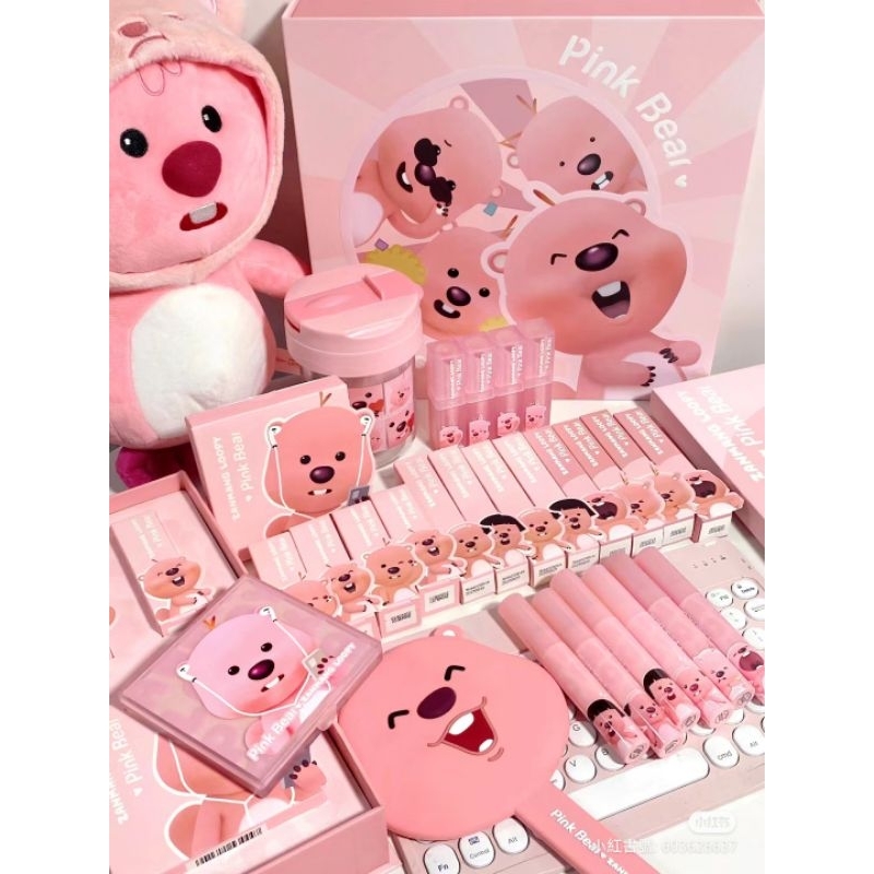 露比聯名！Pinkbear 皮可熊 loopy 系列 唇釉 綜合盤 禮盒 | 蝦皮購物