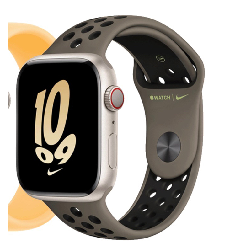 Apple Watch Series 8(GPS),45mm星光色鋁金屬錶殼/橄欖灰色Nike運動型