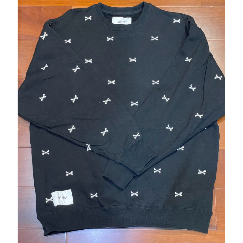 WTAPS 22AW ACNE/SWEATER/CTPL.TEXTILE 滿版骨頭 大學T 黑色03 L