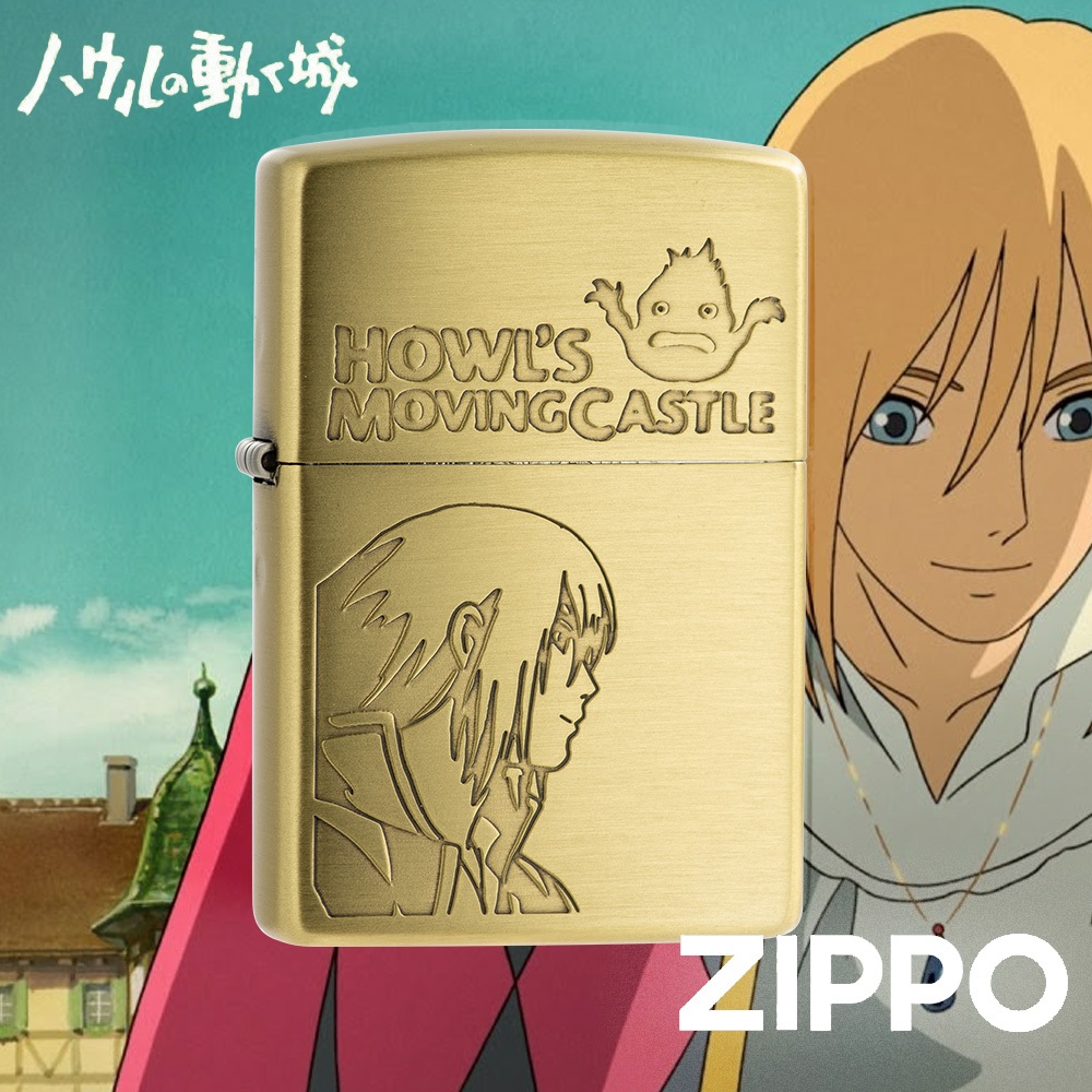 ZIPPO 吉卜力-霍爾的移動城堡防風打火機ZA-6-S21 銅質橫條髮絲紋物理