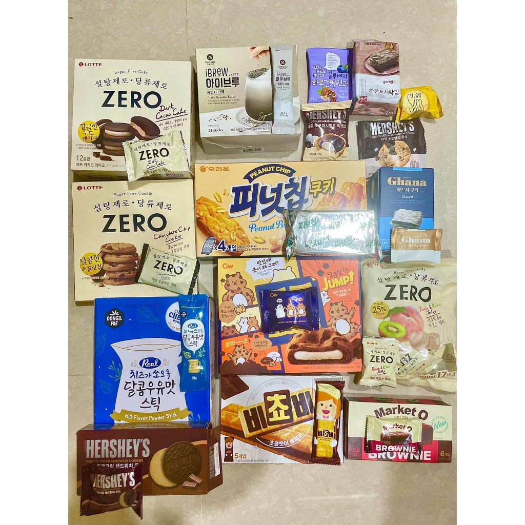 韓國零食試吃 小包裝餅乾 樂天 ZERO無糖 巧克力餅乾 夾心餅乾 蛋糕 水果軟糖 麻糬餅乾 好時 焦糖千層 可頌 海苔 | 蝦皮購物