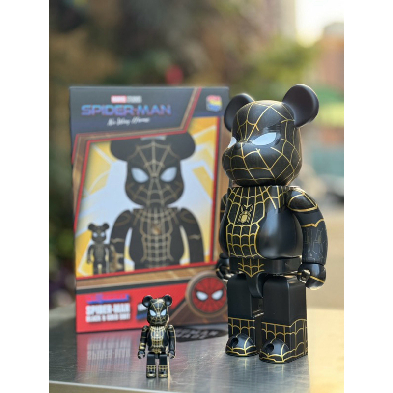 BE@RBRICK 庫柏力克熊bearbrick BLACK & GOLD SUIT 蜘蛛人黑金戰衣套裝