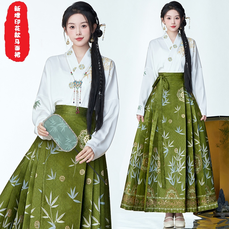 桃喜Rich現貨】織金馬面裙系列妝花漢服綠色馬面裙新中式國風名族
