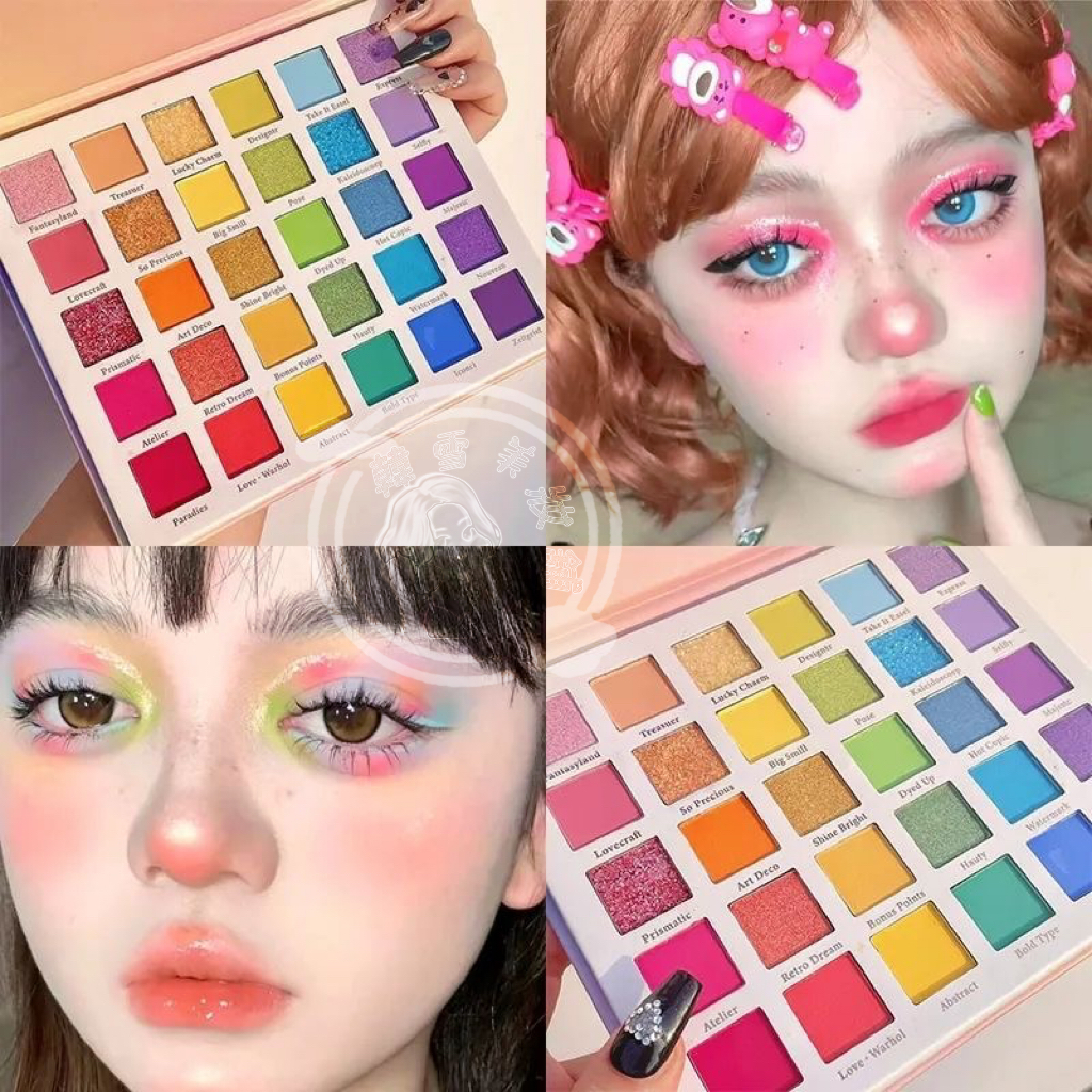 🌸【超大盤全色眼影盤】馬卡龍網紅爆款 彩虹色眼影盤 彩色眼影盤 cos玩妝 表演彩妝盤 眼影盤啞光 彩妝化妝品紫色粉色 | 蝦皮購物