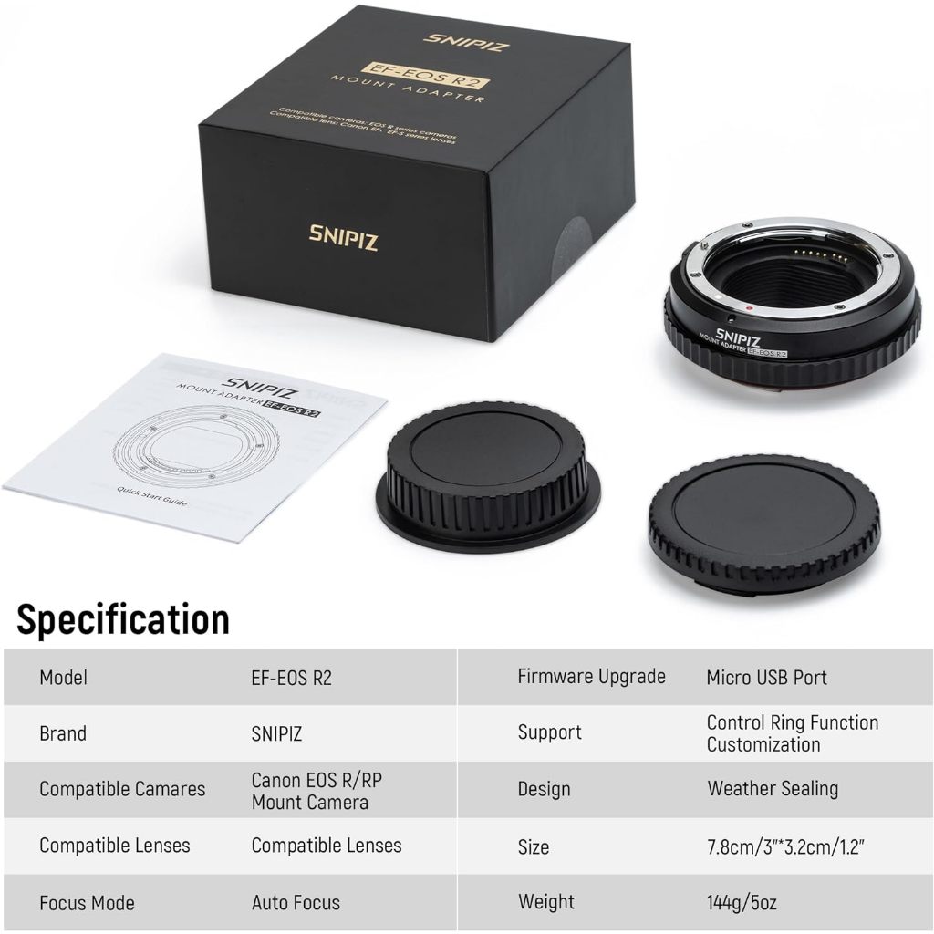 SNIPIZ 自動對焦 EF-R2 CANON EOS EF鏡頭轉EOS R RF R50 R5C相機身轉接環自定義光圈 | 蝦皮購物