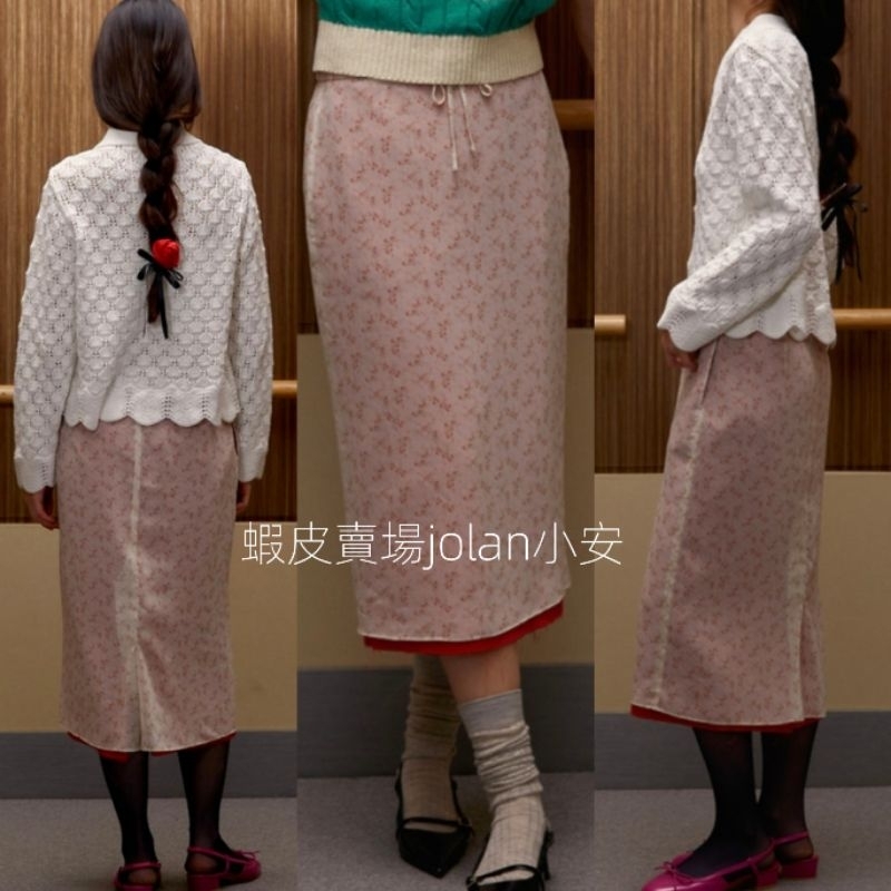 ??限定色特價，韓國設計師Lewis Flower Skirt-復古路易斯及膝花色裙 