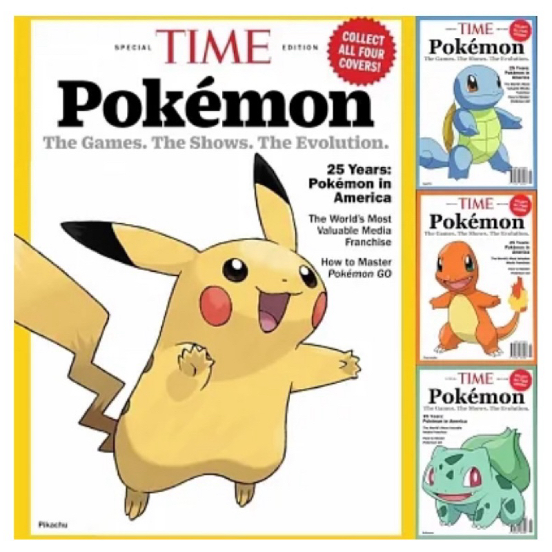 全新現貨》TIME 時代週刊 TIME Pokémon 寶可夢30週年特刊_4封面 皮卡丘/妙蛙種子/小火龍/傑尼龜 | 蝦皮購物