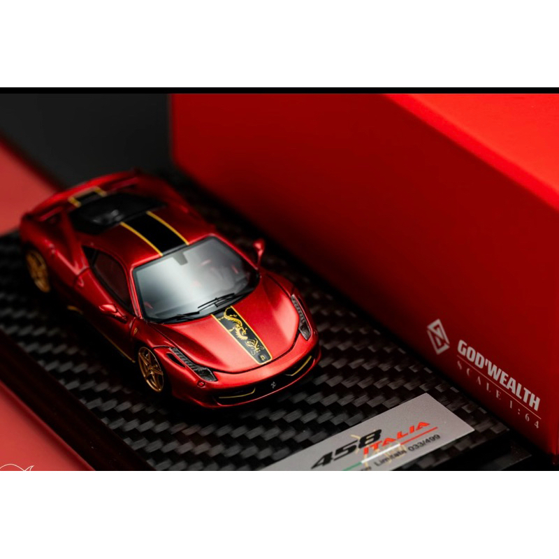 God’wealth 1/64 フェラーリ 458 イタリア ロッソコルサ GW GOD WEALTH 1:64 Ferrari 458 Italia 樹脂龍年特別版限量499pcs