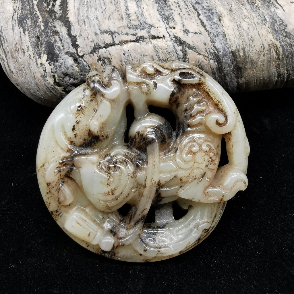 【漢雅古美術】 白玉龍魚 白玉 玉石 龍魚 古董 | 蝦皮購物