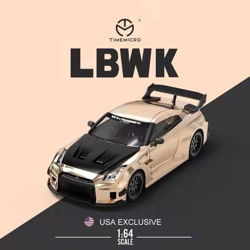 TM 1:64 LBWK Nissan GT-R R35 美國限定版 金色碳纖維黑蓋高尾翼塗裝 | 蝦皮購物