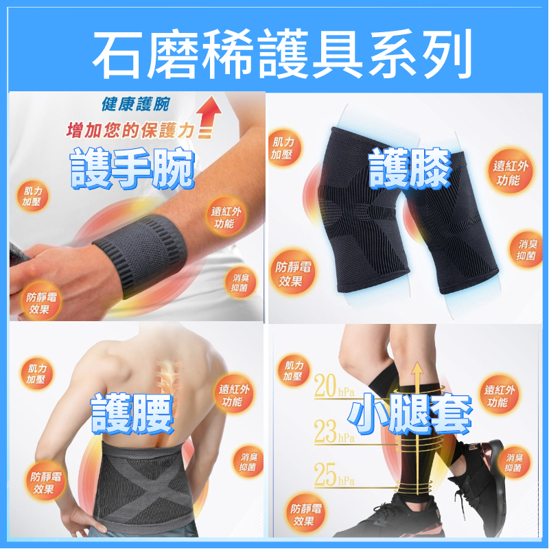 儂儂石磨稀護具系列 謢手腕 護膝 護腰 小腿套 男女適用 肌力加壓支撐 運動護具 保健護具 石墨稀 戶外配備 | 蝦皮購物