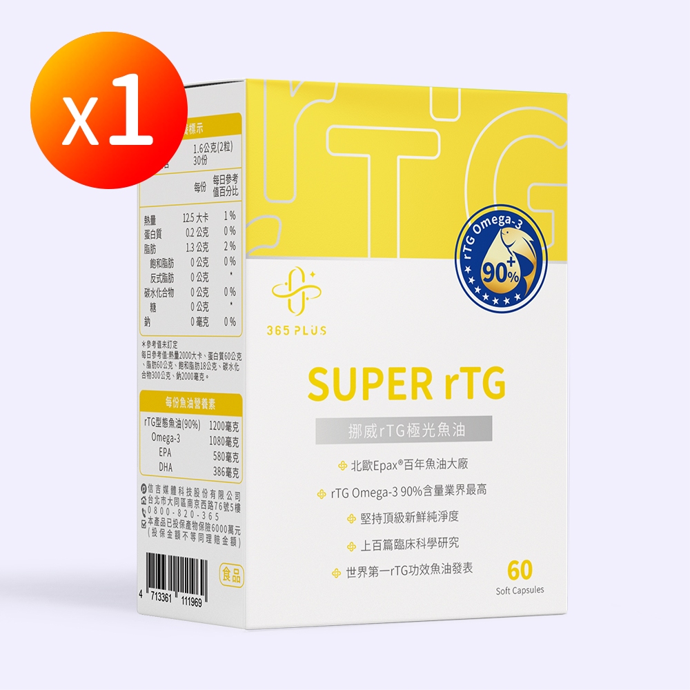 【365 PLUS】SUPER rTG 挪威rTG極光魚油 | 蝦皮購物