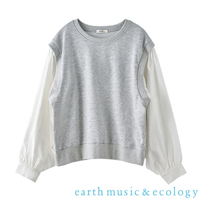 earth music&ecology 假兩件異素材拼接長袖上衣(LA34L1C0100) | 蝦皮購物