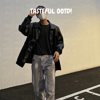 【Tasteful_tw·🇰🇷】  #韓國 TP平價單品🏴 皮革 基本款 翻領 雙拉鍊 穿搭必備 男女皆可 長袖 皮外套