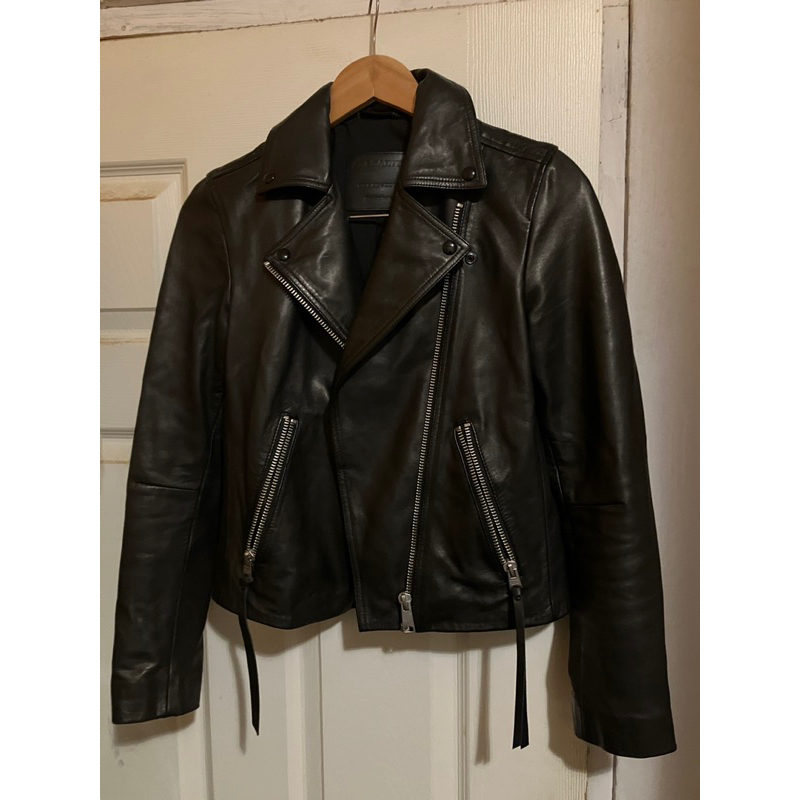 UK6 良品 ALLSAINTS Dalby Biker Jacket ベージュ 【再入荷