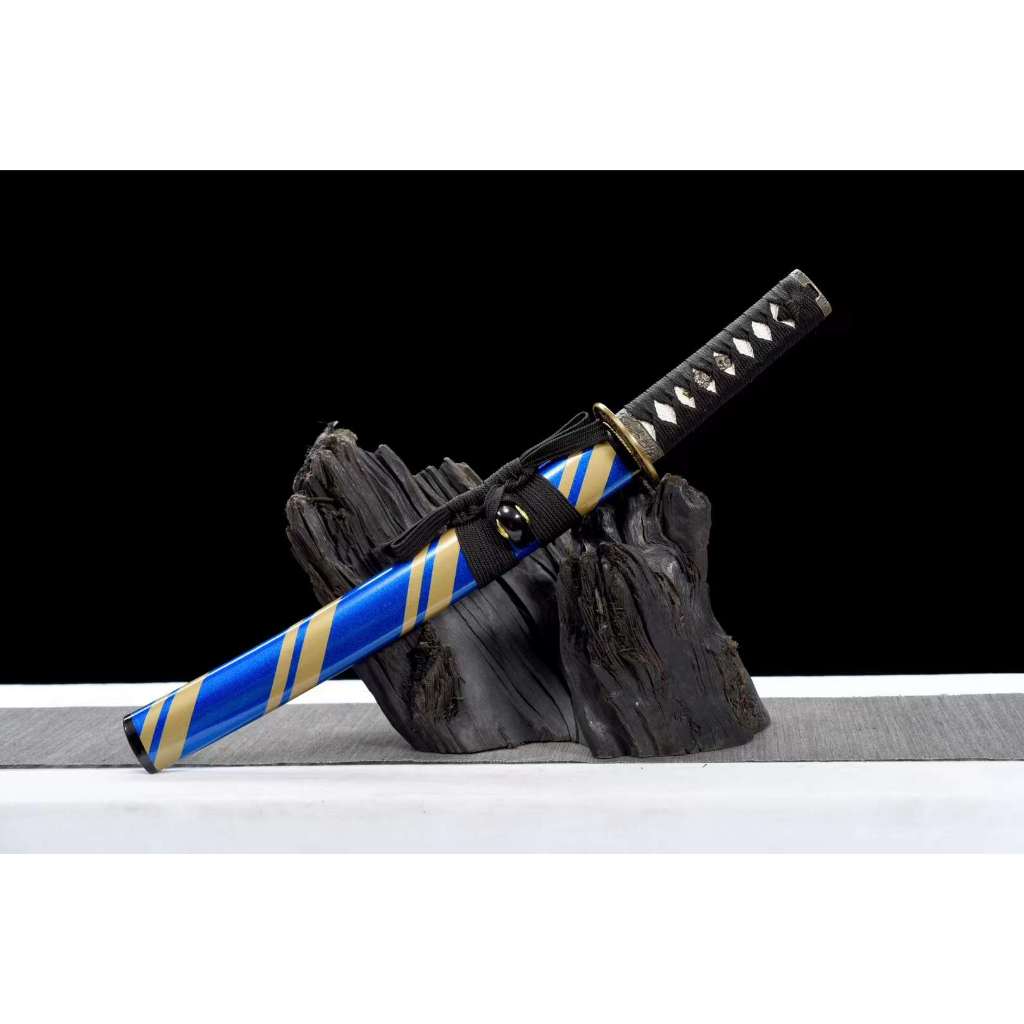 12寸中炭素鋼焼藍武士刀【藍銀草】古兵器 武具 刀装具 日本刀 模造刀 居合刀 12寸中炭素鋼焼藍武士刀【藍銀草】古兵器 武具 刀装具 日本刀