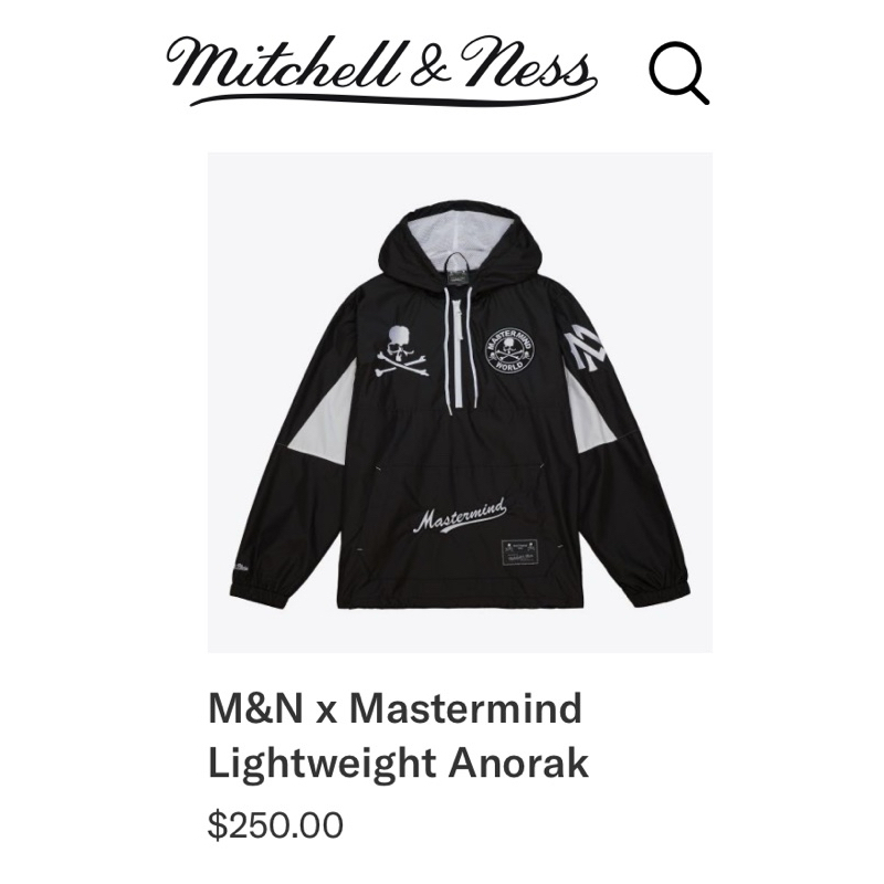 Mastermind World x Mitchell Ness MMJ 聯名23AW 半拉鍊套頭夾克衝鋒
