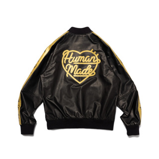 全新HUMAN MADE 24SS LEATHER TRACK JACKET 愛心滾邊標語皮外套