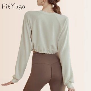 FitYoga（U5） 秋冬新款瑜伽服長袖 上衣女寬鬆健身短款運動罩衫衛衣休閒外套