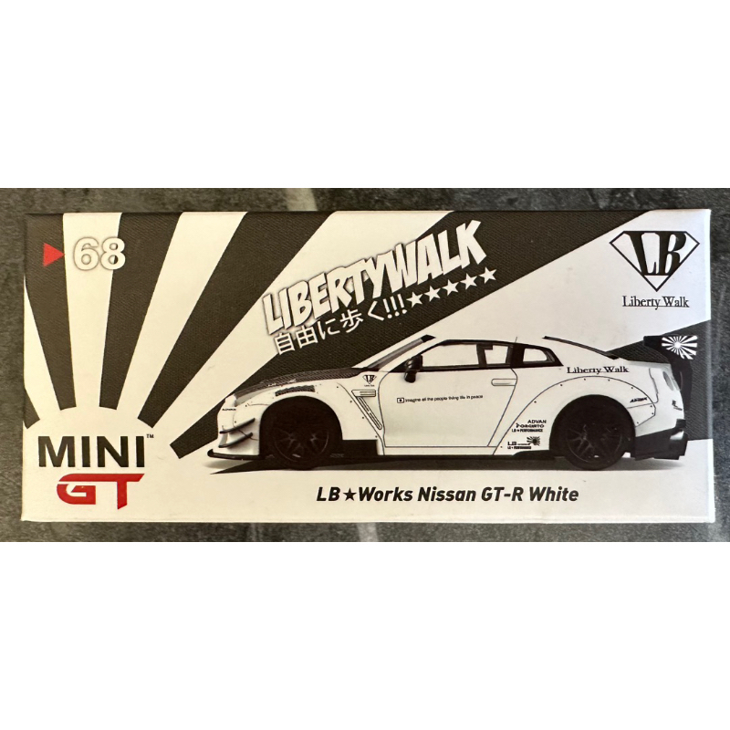 MINI GT 68 LB WORKS Nissan GT-R (R35) White Type 2, Rear Wing ver 3 LHD  Asia Ver