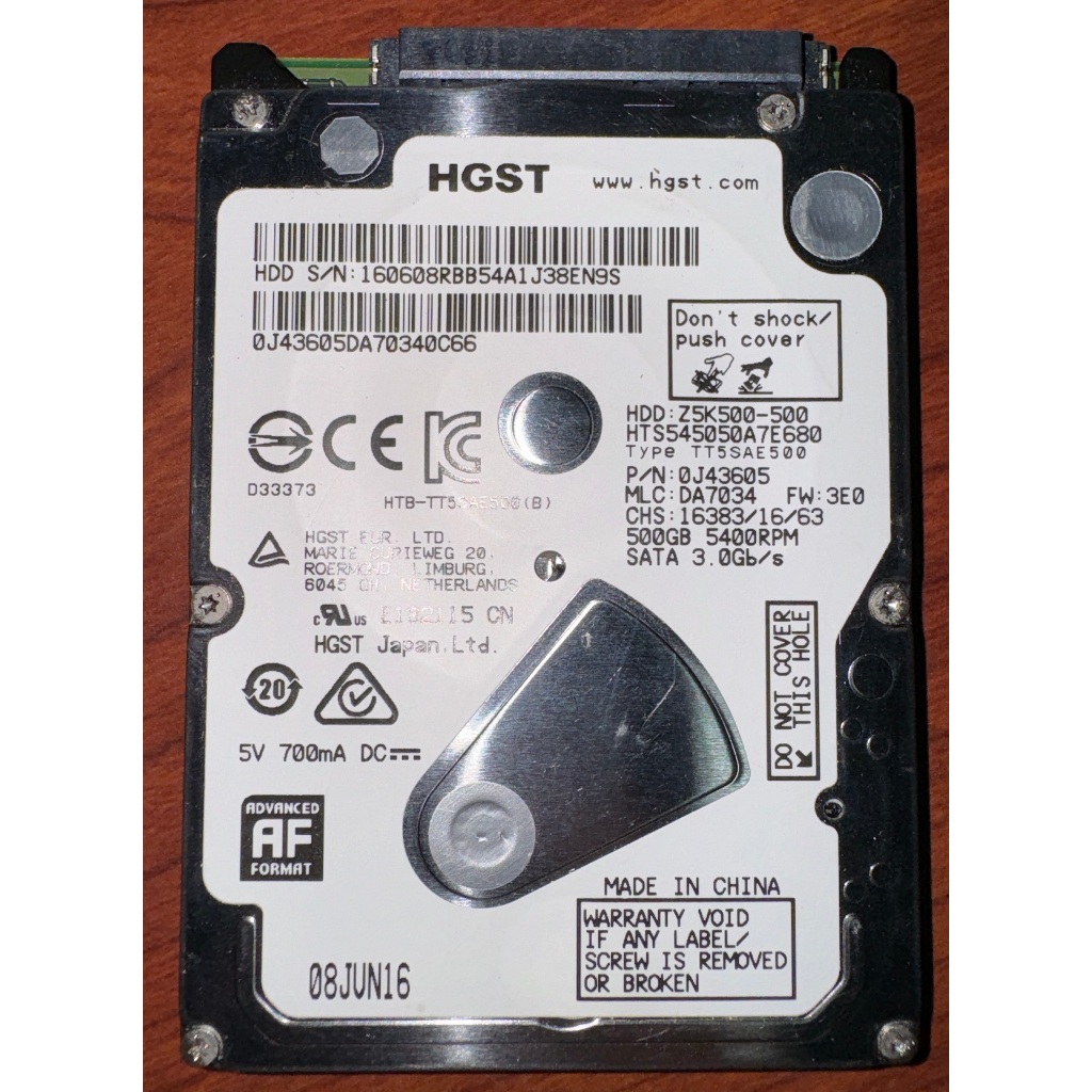 HGST HTS545050A7E680 500GB 2.5吋 HDD 硬碟 | 蝦皮購物