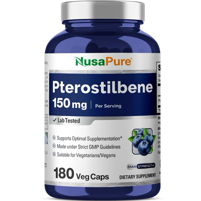 『美國專業快速出貨』NusaPure Pterostilbene紫檀芪150mg 180粒素食膠囊 | 蝦皮購物