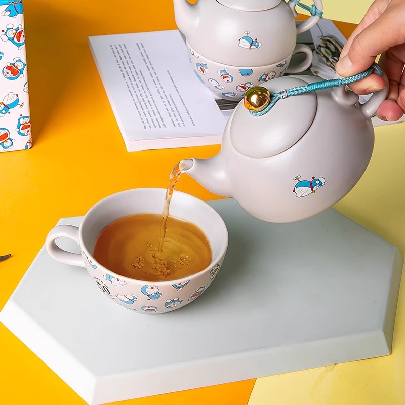 現貨】正版哆啦A夢茶壺高顏值壺身+茶杯套裝泡茶禮物小叮噹哆啦美哆啦a