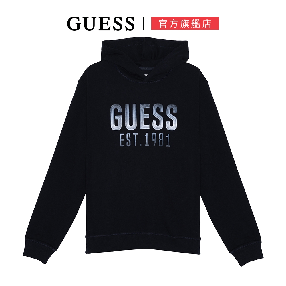 GUESS】百搭漸層感LOGO長袖帽T-深藍| 蝦皮購物