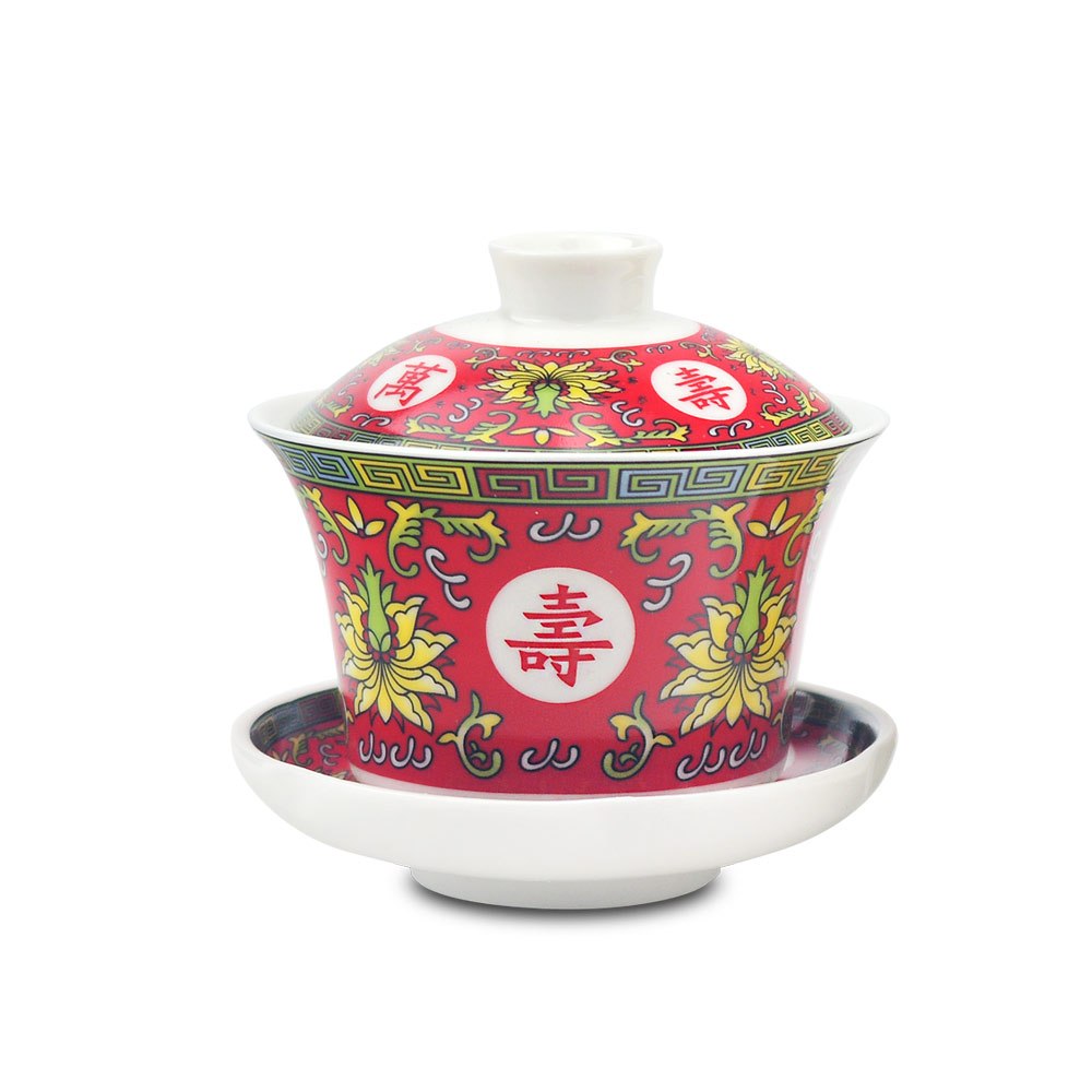 堯峰陶瓷】萬壽無疆系列黃金龍茶碗碗盤杯茶碗單入| 擺宴| 供奉| 祝壽