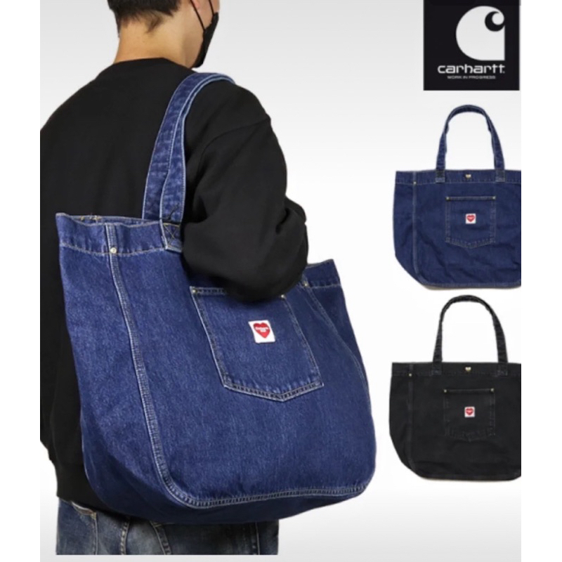 代購卡哈特WIP Nash Tote 經典23代購愛心條紋托特包牛仔包肩背包