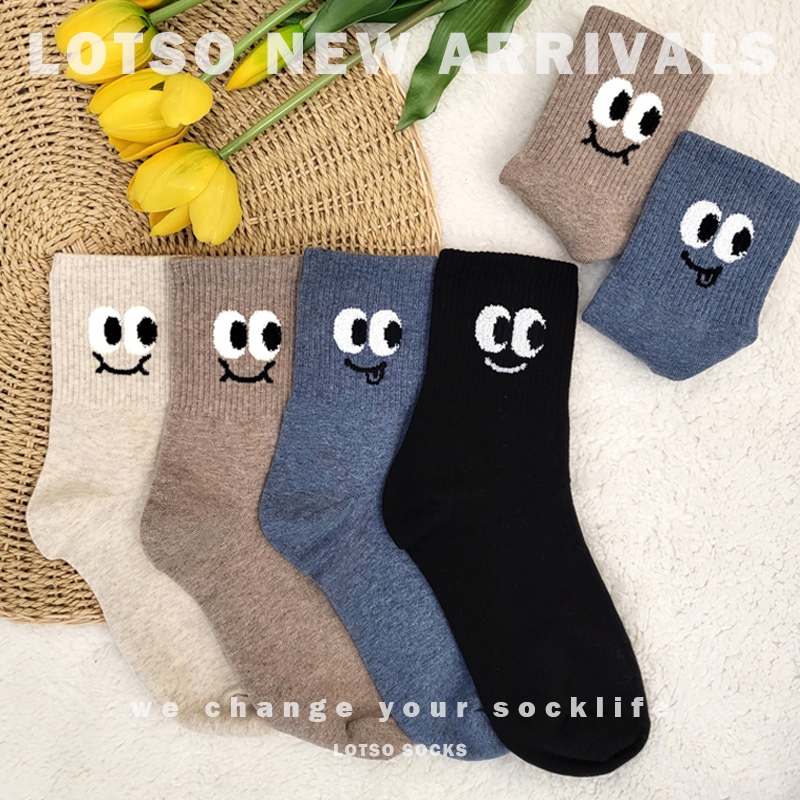 LOTSO SOCKS 韓國襪 Vivid Color 立體眼睛表情中筒襪 韓國襪子 女襪 襪子 穿搭 #KV005 | 蝦皮購物
